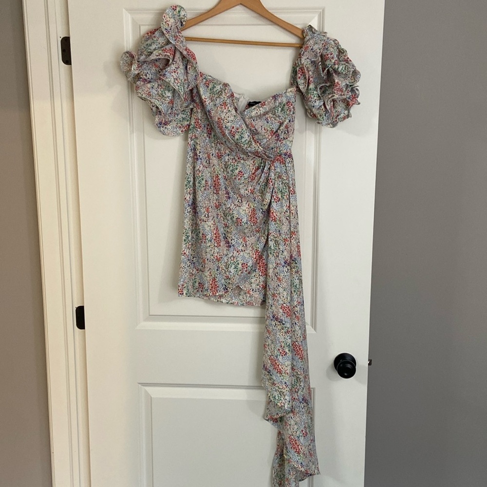 BNWT Pretty Little Thing Multi-Colour Off the Shoulder Dress - Size 2